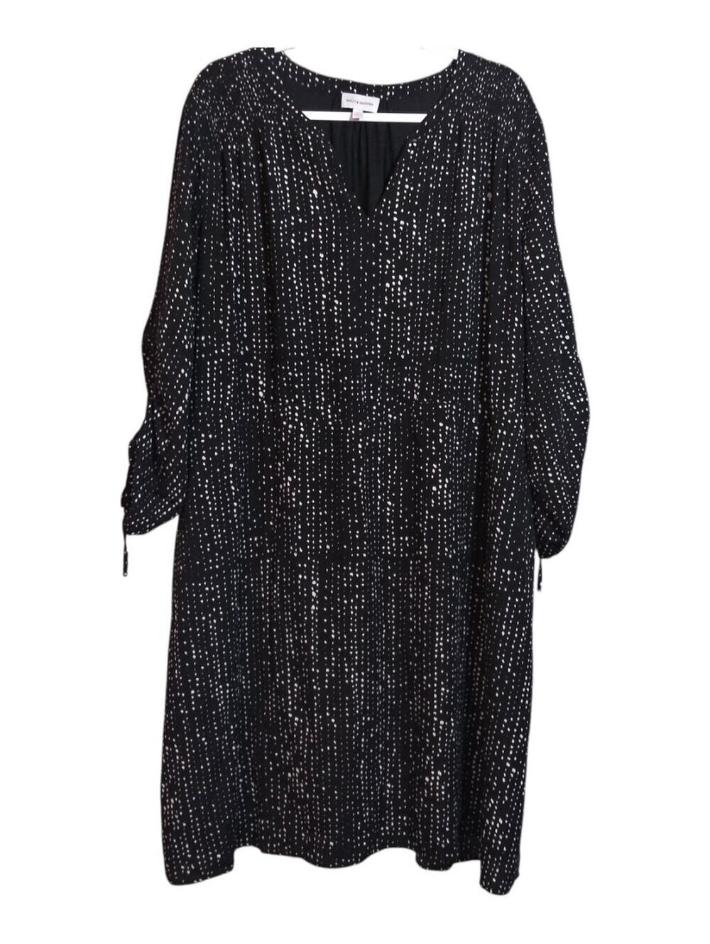 Molly & Isadora Black & White Mini Shift Dress Flounced Sleeves Size 22W